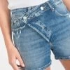 LE TEMPS DES CERISES Short Mosta En Jeans Bleu à Fermeture Asymétrique