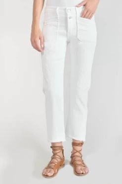 LE TEMPS DES CERISES Pricilia Taille Haute 7/8ème Destroy Jeans Blanc