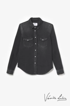 LE TEMPS DES CERISES Chemise En Jeans Josy Noire By Véronika Loubry -Mode Mix Soldes 222 fjosy000w1424ve 0403 imaged1
