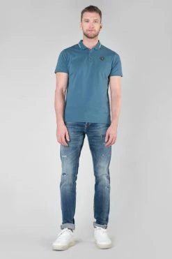 LE TEMPS DES CERISES Polo Aron Bleu Pétrole -Mode Mix Soldes 222 haron00000000mc 4566 imaged5