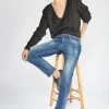 LE TEMPS DES CERISES Basic 400/17 Mom Taille Haute 7/8ème Jeans Destroy Bleu N°2 -Mode Mix Soldes 222 jf417basw1400 3001 image3