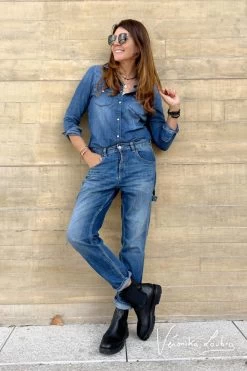 LE TEMPS DES CERISES Charpentier Boyfit By Véronika Loubry Jeans Bleu N°2 -Mode Mix Soldes 222 jfcharpew9118ve 3001 imaged1