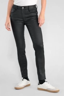 LE TEMPS DES CERISES Pulp Slim Taille Haute 7/8ème Jeans Enduit Noir N°0