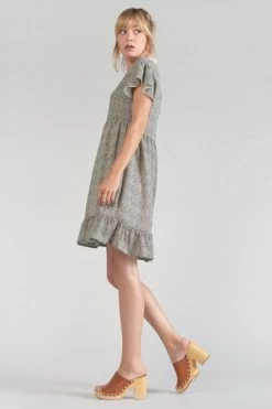 LE TEMPS DES CERISES Robe Aliette à Motif Beige Et Noir -Mode Mix Soldes 231 faliette00000mc 1004 imaged4