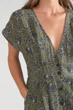 LE TEMPS DES CERISES Robe Longue Croft Kaki à Motif Fleuri -Mode Mix Soldes 231 fcroft0000000mc 9071 imaged1