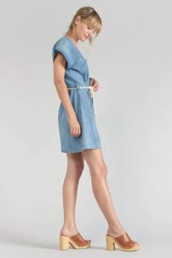 LE TEMPS DES CERISES Robe Eourres En Jeans Bleu -Mode Mix Soldes 231 feourresw3042 3001 imaged4