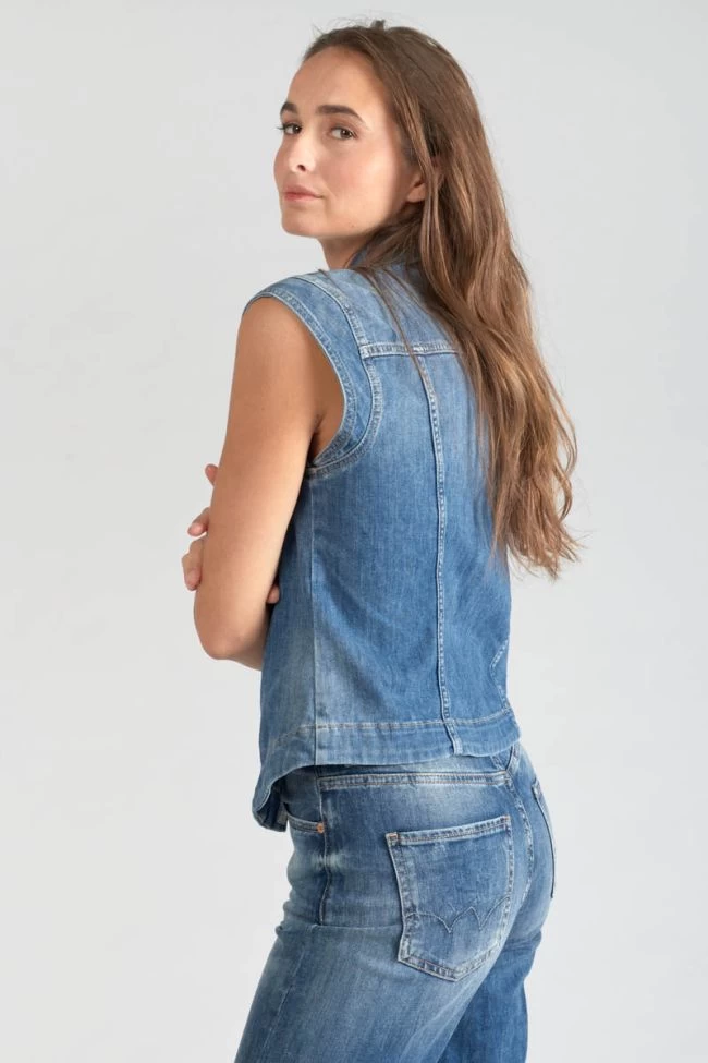 LE TEMPS DES CERISES Veste Sans Manches Galinat En Jeans Bleu 7 LE TEMPS DES CERISES Veste Sans Manches Galinat En Jeans Bleu – Image 5