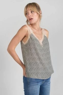 LE TEMPS DES CERISES Caraco Lucine à Motif Beige Et Noir -Mode Mix Soldes 231 flucine00000000 1004 imaged4