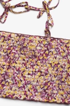 LE TEMPS DES CERISES Top Court Janisgi à Motif Floral Rose Et Jaune -Mode Mix Soldes 231 gjanisgi00000sm 2777 imaged1