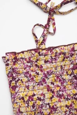 LE TEMPS DES CERISES Top Court Janisgi à Motif Floral Rose Et Jaune -Mode Mix Soldes 231 gjanisgi00000sm 2777 imaged2