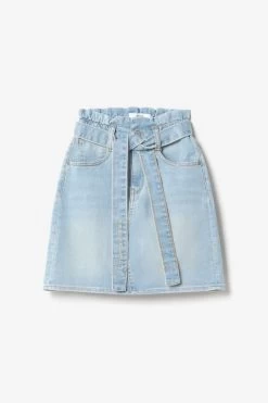 LE TEMPS DES CERISES Jupe Vilar Taille Haute En Jeans Bleu Clair