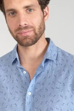 LE TEMPS DES CERISES Chemise Arpe En Lin Mélangé Bleu Ciel -Mode Mix Soldes 231 harpe00000000ml 3001 imaged2