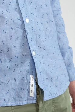 LE TEMPS DES CERISES Chemise Arpe En Lin Mélangé Bleu Ciel -Mode Mix Soldes 231 harpe00000000ml 3001 imaged4