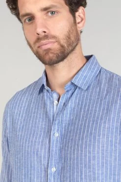 LE TEMPS DES CERISES Chemise Bolko En Lin Mélangé Bleu Ciel -Mode Mix Soldes 231 hbolko0000000ml 3305 imaged6