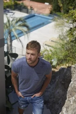 LE TEMPS DES CERISES T-shirt Mavoc Bleu Chiné Délavé