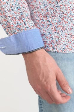 LE TEMPS DES CERISES Chemise Rodel à Motif Fleuri Rouge Et Bleu -Mode Mix Soldes 231 hrodel0000000ml 1001 imaged2