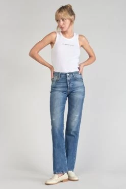 LE TEMPS DES CERISES Luxe 400/19 Mom Taille Haute Jeans Destroy Bleu N°2