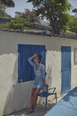 LE TEMPS DES CERISES Jupe Alofi En Jeans Bleu Clair