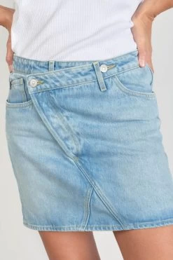 LE TEMPS DES CERISES Jupe Alofi En Jeans Bleu Clair -Mode Mix Soldes 231 jfalofi0w5162 3001 imaged1