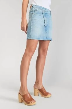 LE TEMPS DES CERISES Jupe Alofi En Jeans Bleu Clair -Mode Mix Soldes 231 jfalofi0w5162 3001 imaged4