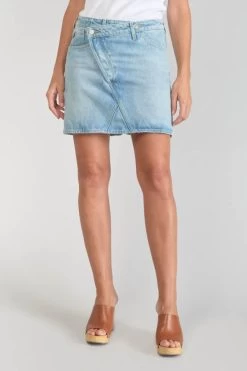 LE TEMPS DES CERISES Jupe Alofi En Jeans Bleu Clair -Mode Mix Soldes 231 jfalofi0w5162 3001 imaged6