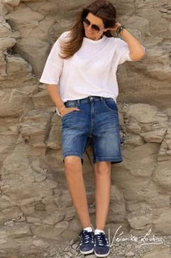 LE TEMPS DES CERISES Bermuda Charpentier En Jeans Bleu By Véronika Loubry