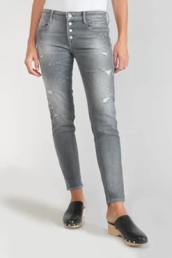 LE TEMPS DES CERISES Goudes Power Skinny 7/8ème Jeans Destroy Gris N°3