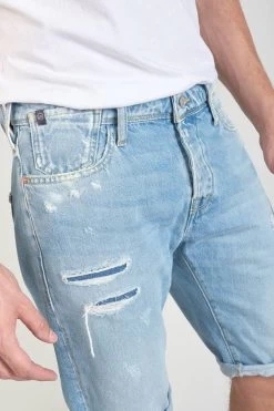 LE TEMPS DES CERISES Bermuda Laredo En Jeans Bleu Clair Délavé Destroy -Mode Mix Soldes 231 jhlaredow4084 3001 imaged4