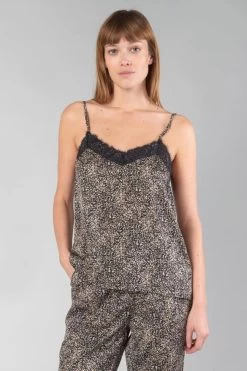 LE TEMPS DES CERISES Caraco Aneto Noir à Motif