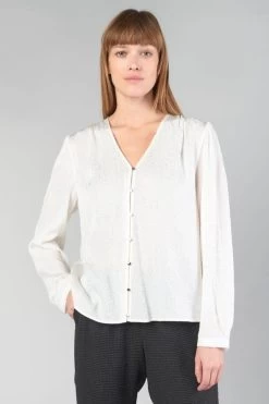 LE TEMPS DES CERISES Blouse Frano En Jacquard Crème