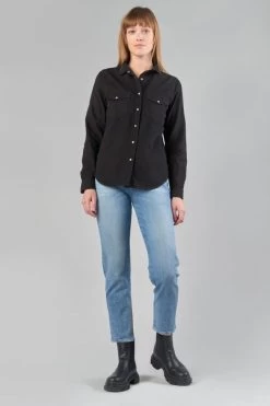 LE TEMPS DES CERISES Chemise Juanita En Jeans Noir Brut -Mode Mix Soldes 232 fjuanitaw6095 0403 imaged2