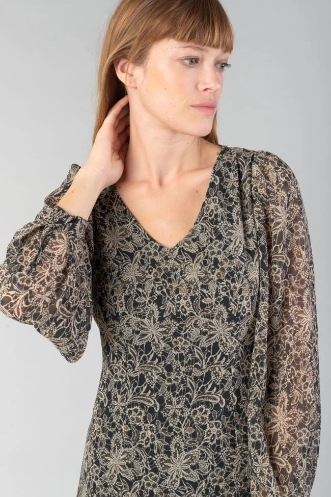 LE TEMPS DES CERISES Robe Longue Kip Noire à Motif Fleuri 4 LE TEMPS DES CERISES Robe Longue Kip Noire à Motif Fleuri – Image 2