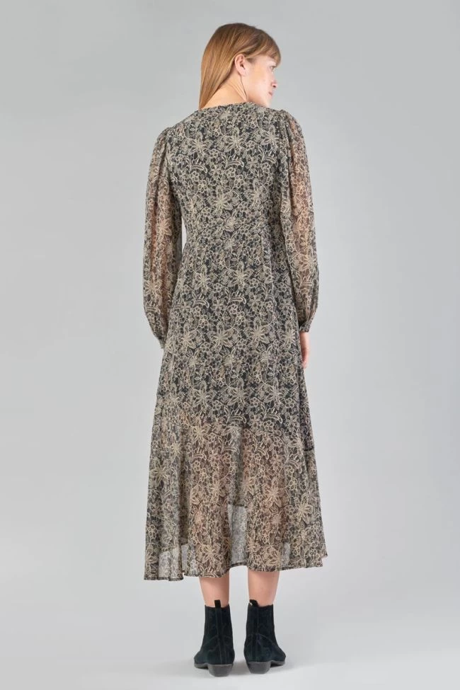 LE TEMPS DES CERISES Robe Longue Kip Noire à Motif Fleuri 7 LE TEMPS DES CERISES Robe Longue Kip Noire à Motif Fleuri – Image 5