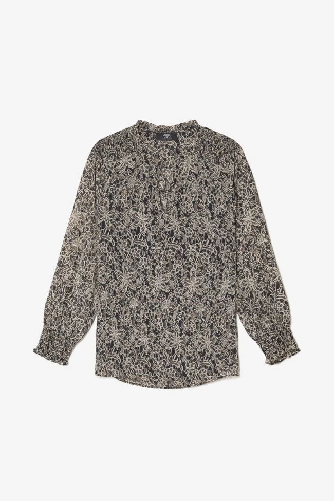 LE TEMPS DES CERISES Blouse Melody Noire à Motif Fleuri 9 LE TEMPS DES CERISES Blouse Melody Noire à Motif Fleuri – Image 7