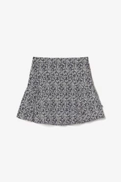 LE TEMPS DES CERISES Jupe Short Onourisgi à Motif Floral Bleu Nuit Et Blanc