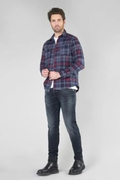 LE TEMPS DES CERISES Chemise Baste à Carreaux Bleu Marine -Mode Mix Soldes 232 hbaste0000000ml 3223 imaged5