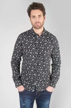 LE TEMPS DES CERISES Chemise Cesal Noire à Motif Fleuri