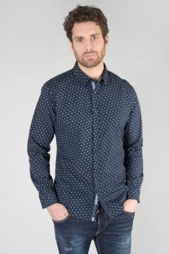 LE TEMPS DES CERISES Chemise Gisor Bleu Marine à Motif