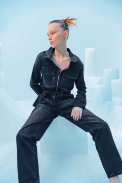 LE TEMPS DES CERISES Combinaison Pantalon Louisa En Jeans Bleu Délavé