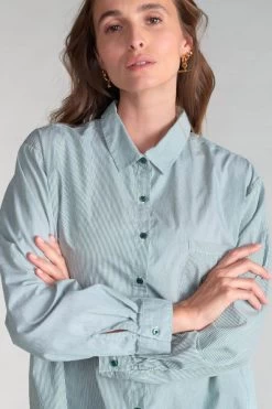 LE TEMPS DES CERISES Chemise Oversize Ginagi à Rayures Vertes