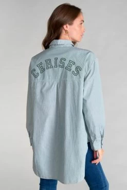 LE TEMPS DES CERISES Chemise Oversize Ginagi à Rayures Vertes -Mode Mix Soldes 232 tgginagi00000ml 9001 imaged1