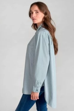 LE TEMPS DES CERISES Chemise Oversize Ginagi à Rayures Vertes -Mode Mix Soldes 232 tgginagi00000ml 9001 imaged4